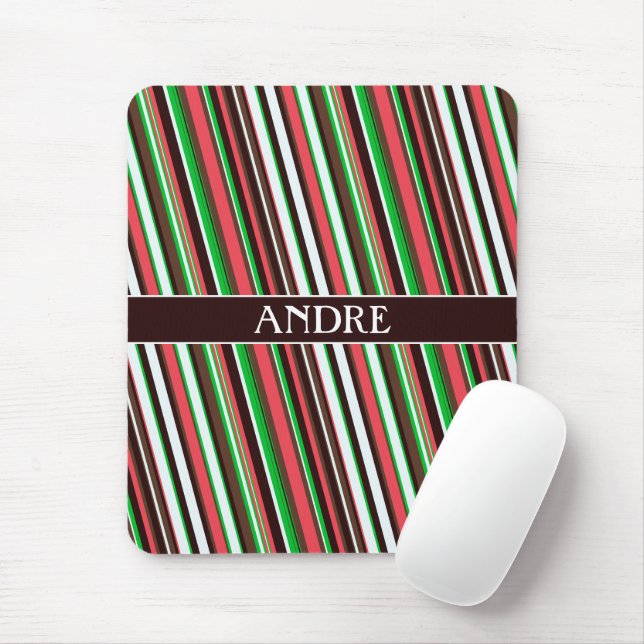 Stripes Orange Green Minimal Pattern Mouse Pad (With Mouse)