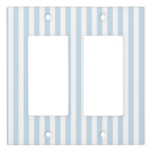 Stripes Pastel Blue and White Light Switch Cover