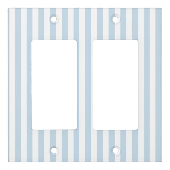 Stripes Pastel Blue and White Light Switch Cover (Front)