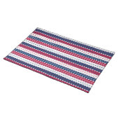 Stripes - Patriotic - Red Blue White Stars Cloth Placemat (On Table)