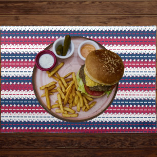 Stripes - Patriotic - Red Blue White Stars Cloth Placemat