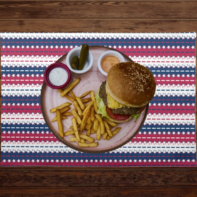 Stripes - Patriotic - Red Blue White Stars Cloth Placemat