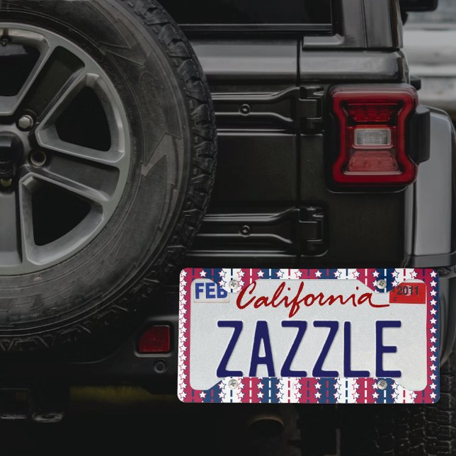 Stripes - Patriotic - Red Blue White Stars License Plate Frame (Creator Uploaded)