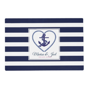 Stripes Pattern And Anchor Placemat