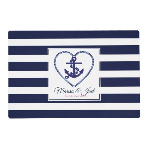 Stripes Pattern And Anchor Placemat