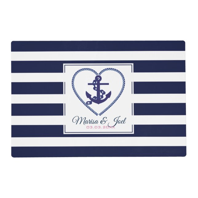 Stripes Pattern And Anchor Placemat (Back)