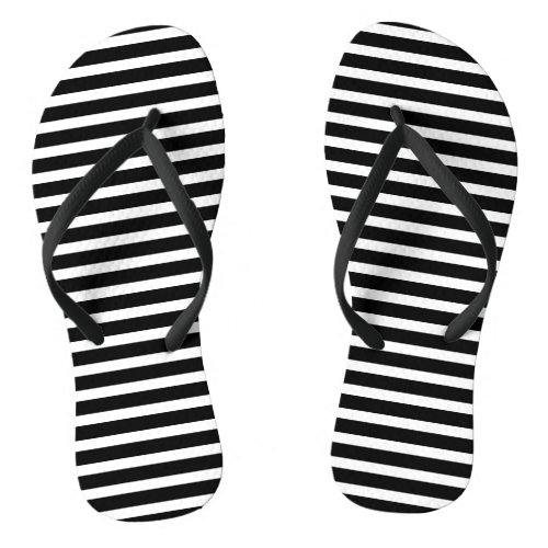 Stripes Pattern Black White Trendy Stylish Elegant Flip Flops