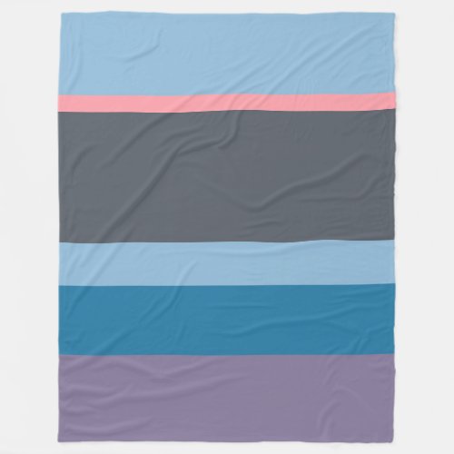 Stripes pattern blue pink purple fleece blanket