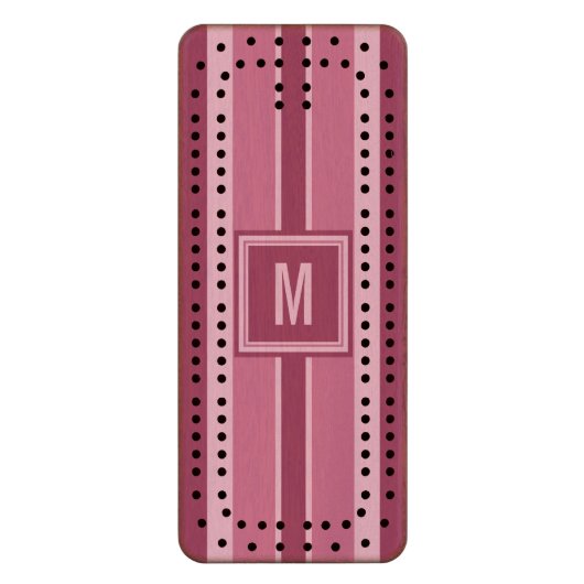 Stripes Pattern custom Cribbage board (Front Vertical)