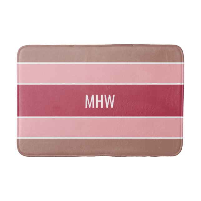 Stripes Pattern custom monogram bath mats (Front)