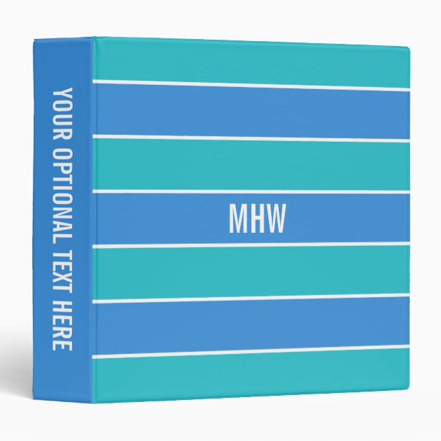 Stripes Pattern custom monogram binders (Front/Spine)