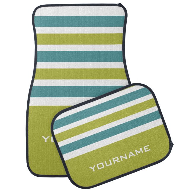 Stripes Pattern custom monogram car floor mats (Set)