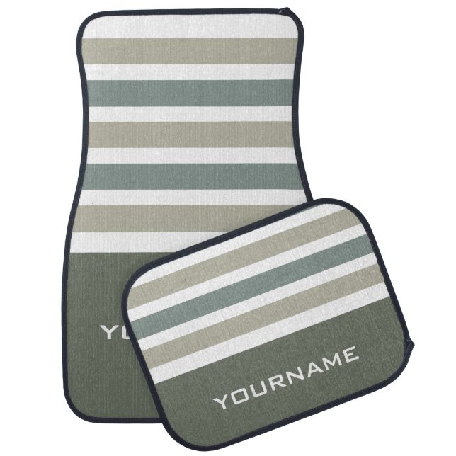 Stripes Pattern custom monogram car floor mats (Set)