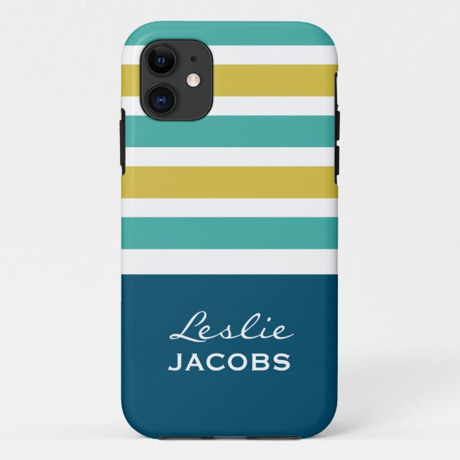 Stripes Pattern custom monogram cases (Back)