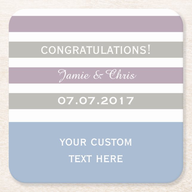 Stripes Pattern custom monogram coasters (Front)
