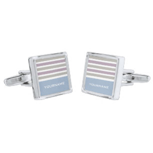Stripes Pattern custom monogram cufflinks