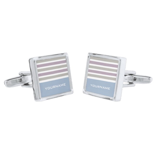 Stripes Pattern custom monogram cufflinks (Angled)