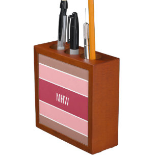 Stripes Pattern custom monogram desk organizer