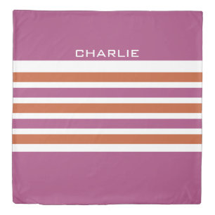 Stripes Pattern custom monogram duvet cover