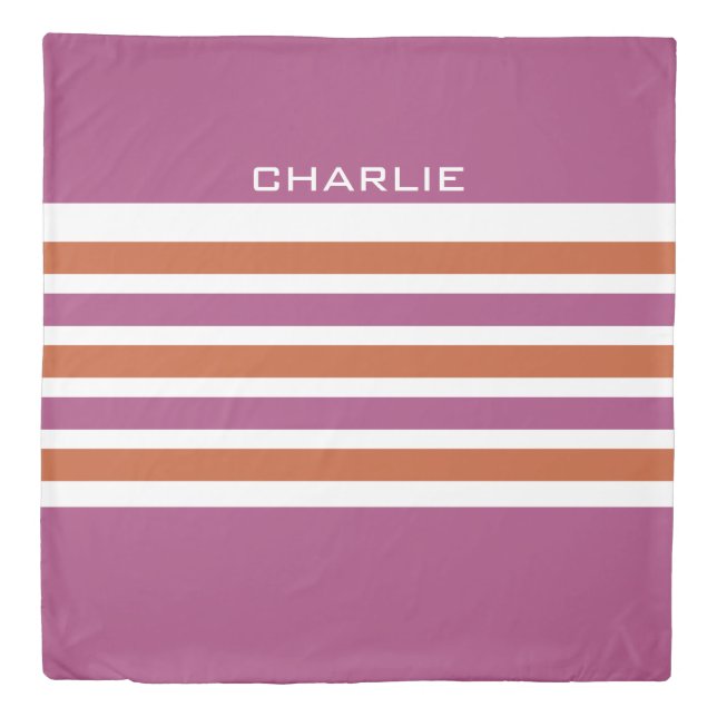 Stripes Pattern custom monogram duvet cover (Front)