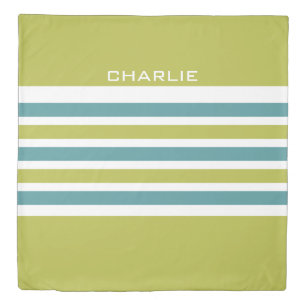 Stripes Pattern custom monogram duvet cover