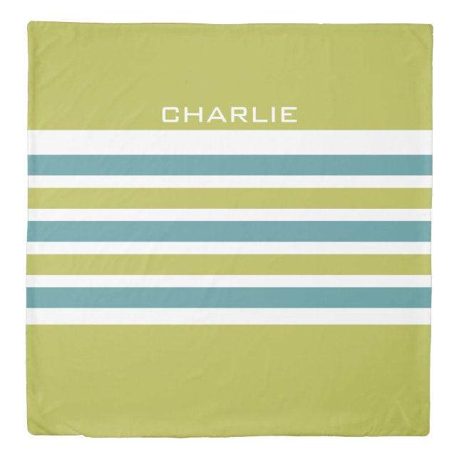 Stripes Pattern custom monogram duvet cover (Front)