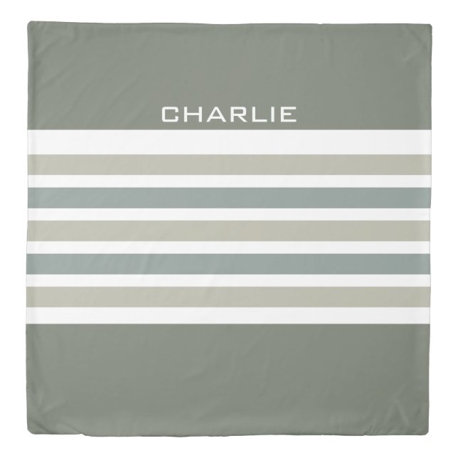 Stripes Pattern custom monogram duvet cover (Front)