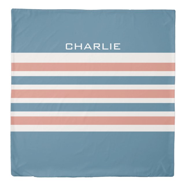 Stripes Pattern custom monogram duvet cover (Front)