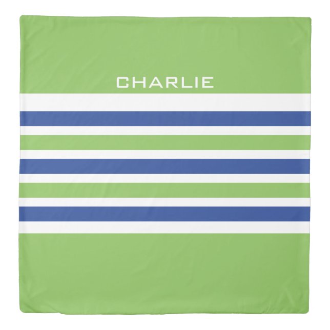 Stripes Pattern custom monogram duvet cover (Front)