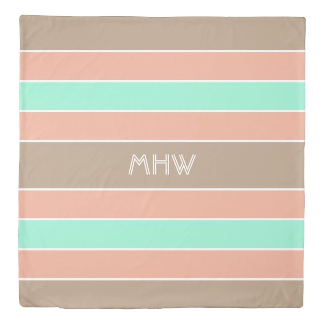 Stripes Pattern custom monogram duvet covers (Front)