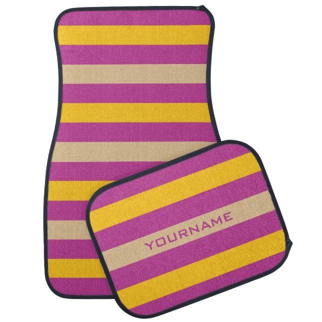 Stripes Pattern custom monogram floor mats (Set)