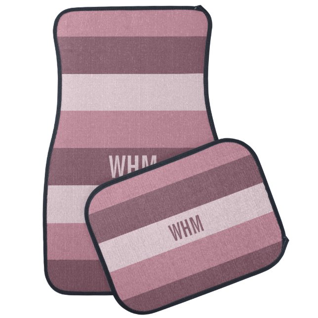 Stripes Pattern custom monogram floor mats (Set)