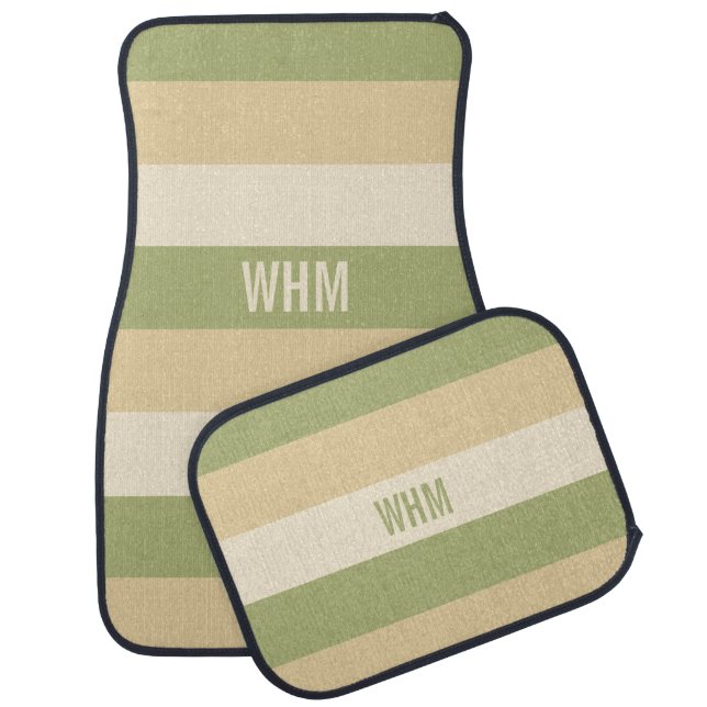 Stripes Pattern custom monogram floor mats (Set)