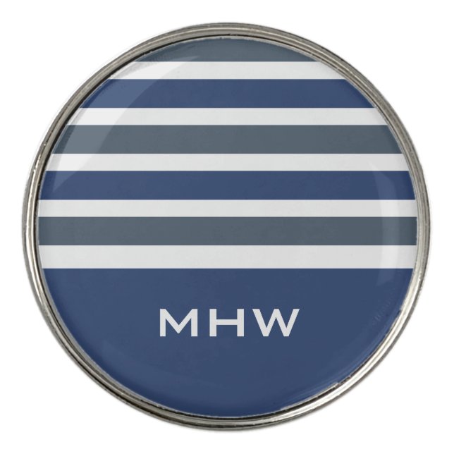 Stripes Pattern custom monogram golf ball marker (Front)
