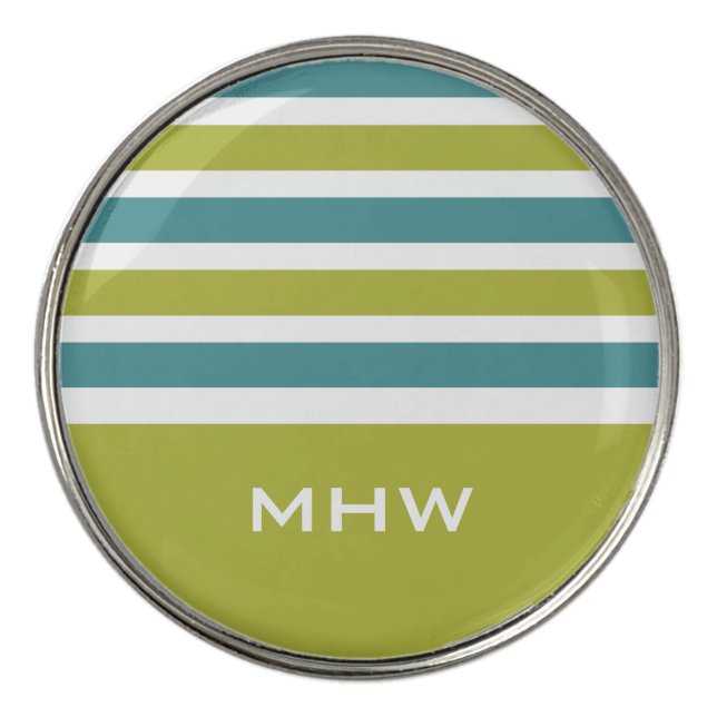 Stripes Pattern custom monogram golf ball marker (Front)