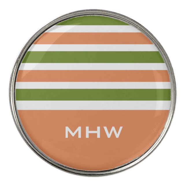 Stripes Pattern custom monogram golf ball marker (Front)