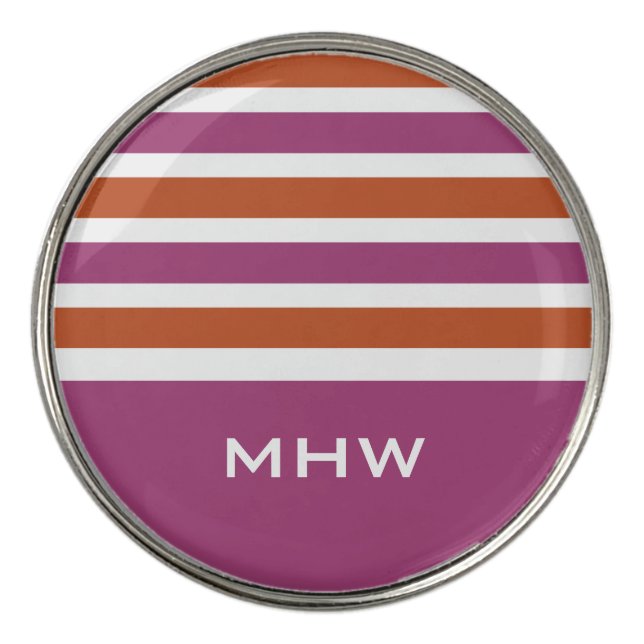 Stripes Pattern custom monogram golf ball marker (Front)