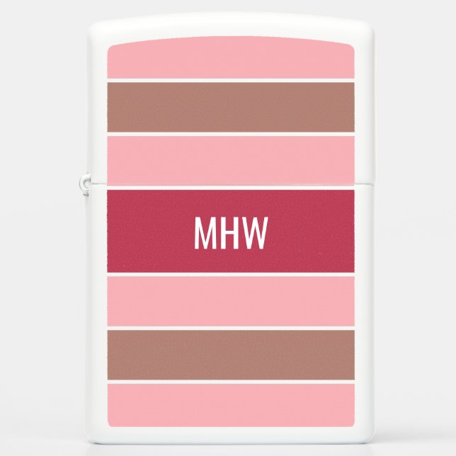 Stripes Pattern custom monogram lighter (Front)