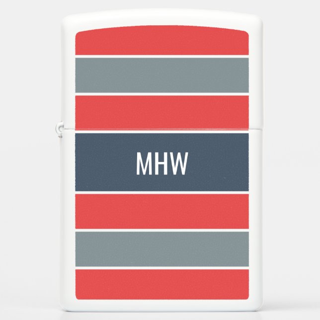 Stripes Pattern custom monogram lighter (Front)
