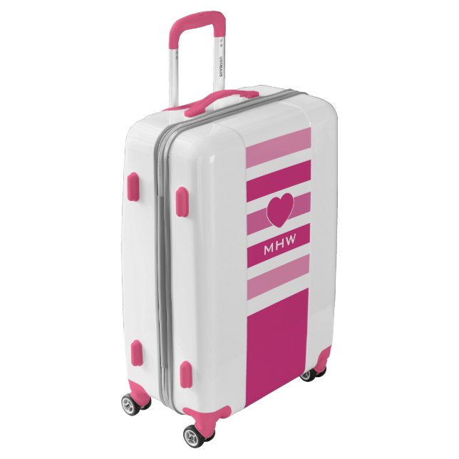Stripes Pattern custom monogram luggage (Rotated Left)