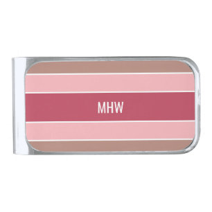 Stripes Pattern custom monogram money clip