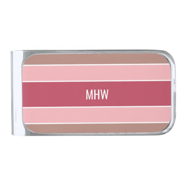 Stripes Pattern custom monogram money clip (Front)