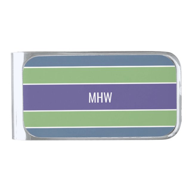 Stripes Pattern custom monogram money clip (Front)