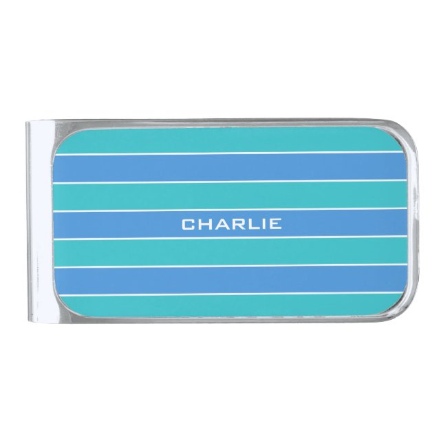 Stripes Pattern custom monogram money clip (Front)