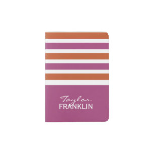 Stripes Pattern custom monogram passport cover