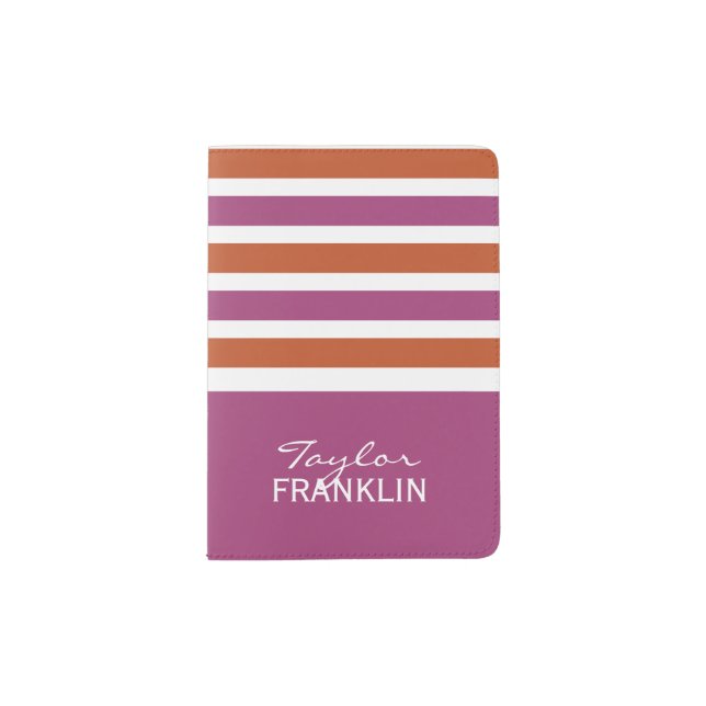Stripes Pattern custom monogram passport cover (Front)