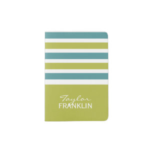 Stripes Pattern custom monogram passport cover