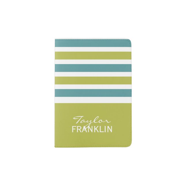 Stripes Pattern custom monogram passport cover (Front)