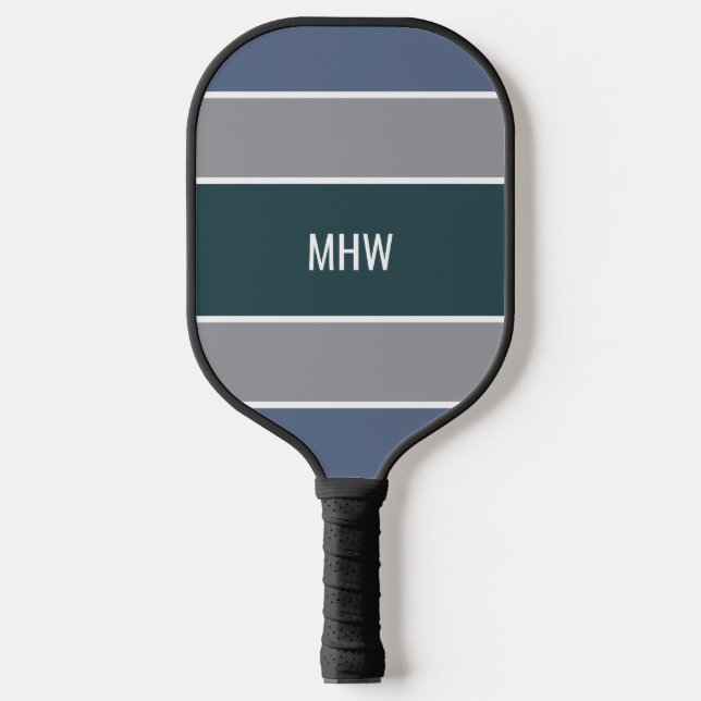 Stripes Pattern custom monogram Pickleball Paddle (Front)