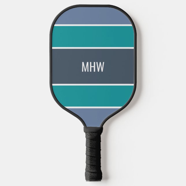 Stripes Pattern custom monogram Pickleball Paddle (Front)